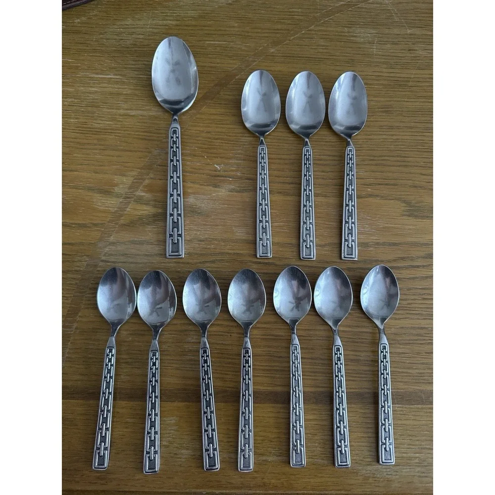 Supreme Cutlery Chain Link Pattern MCM Stainless Japan Flatware Lot Of 11 Spoons